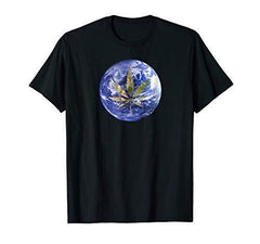 Pot Leaf T Shirt Planet Earth CBD Shirt Stoner Tee