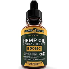 Full Spectrum Hemp Oil for Pain, Anxiety & Stress Relief - 500mg of Pure Hemp Extract - Grown & Made in USA - Anti-Inflammatory & Joint Support - Helps with Sleep, Mood, Skin & Hair - 1 Fl oz (30ml)