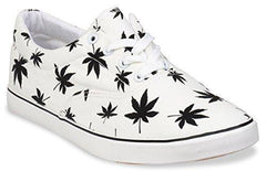 Hipster Mens Marijuana Weed Leaf Skate Shoe,White,9 D(M) US