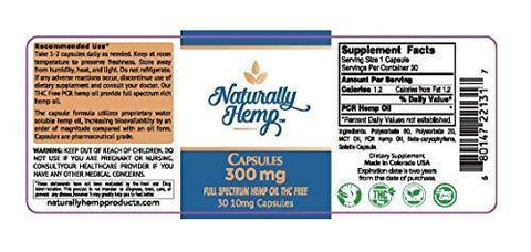 Naturally Hemp Oil - 300mg Capsule - Certified Organic - Relief for Stress, Inflammation, Pain, Sleep, Anxiety, Depression, Nausea - Full Spectrum Extract Safe for Your Whole Family