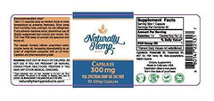 Naturally Hemp Oil - 300mg Capsule - Certified Organic - Relief for Stress, Inflammation, Pain, Sleep, Anxiety, Depression, Nausea - Full Spectrum Extract Safe for Your Whole Family