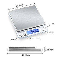 GDEALER DS1 Digital Pocket Kitchen Multifunction Food Scale for Bake Jewelry Weight, 0.001oz/0.01g 500g, Tare, Stainless Steel, 12710619mm, Silver