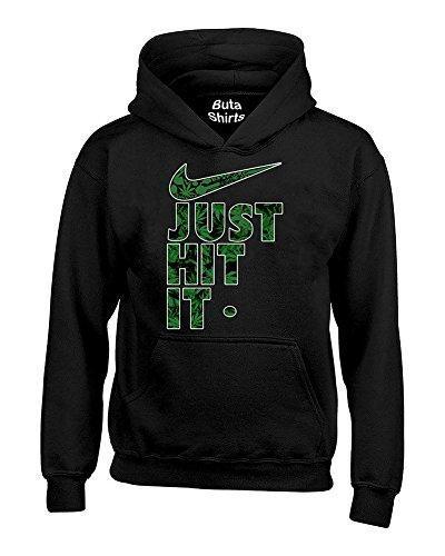 Just Hit It Weed Pattern Funny Marijuana Weed Smoking 420 Parody Hoodie