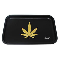 Full Size Rolling Tray Bundle – 12” x 8" Tray + 110mm Rolling Machine + King Size Raw Rolling Papers – Lionhead (Black)