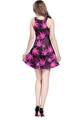 CowCow Womens Dark Pink Cannabis Marijuana Sleeveless Dress, Dark - L