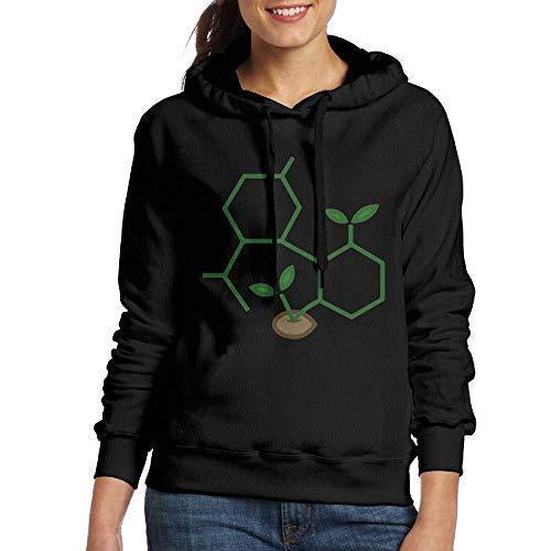 Women Pullover Hoodies CBD Molecule Cannabis Sprout Long Sleeve Fleece Hooded Sweatshirt Sweater Blouses Tops
