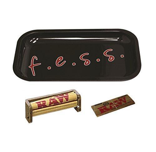 FESS TRAY Bundle RYO Kit 10.75" X 6.5" F.e.s.s. Metal Rolling Tray Raw 110mm Eco Friendly roller, Raw Rolling Paper