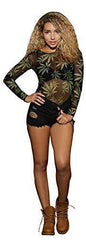 High Demand Women's Stretch Mesh Leaf Bodysuit-S