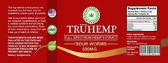 Premium Full Spectrum Hemp Extract Worms Gummy - Safe and Natural - Made in USA - 500MG Total, 14MG Each - Great for Skin, Relaxing, Pain, Stress & Anxiety Relief (Sour Worms)