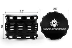 [Upgraded Version] Best Herb Grinder By Kozo Grinders. Large 4 Piece, 2.5" Black Aluminium