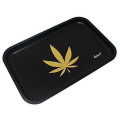 Full Size Rolling Tray Bundle – 12” x 8" Tray + 110mm Rolling Machine + King Size Raw Rolling Papers – Lionhead (Black)