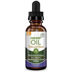 Hemp Oil 250mg for Fast Relief :: Anxiety, Inflammation, Pain, Sleep, Nausea, Depression :: MCT Oil Packed with Omega 3,6 Fatty Acids :: Better with Nature 30 Day Supply :: Peppermint Flavor