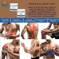 Naturally Hemp Oil Balm - 2oz Jars - 99.9% Pure with 500mg Hemp Oil - Pain Relief Rub - Joint Pain - Acne - Arthritis - Inflammation & More