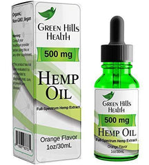 Hemp Oil 500MG Full Spectrum Premium Hemp Oil for Pain Anxiety, Stress and Inflammation. Aides Mood Sleep Skin & Hair. Organic Vegan Non-GMO Orange Flavor 1 Fl Oz Low Intro Price