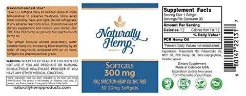 Naturally Hemp Oil 300mg - Certified Organic - Full Spectrum Extract - Relief for Stress, Inflammation, Pain, Sleep, Anxiety, Depression, Nausea - and More!