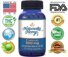 Naturally Hemp Oil - 300mg Capsule - Certified Organic - Relief for Stress, Inflammation, Pain, Sleep, Anxiety, Depression, Nausea - Full Spectrum Extract Safe for Your Whole Family