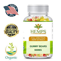 HEMPS Premium Hemp Gummies – 10 MG per Gummy – for Anxiety & Stress Relief, Reduced Pain & Inflammation – Sleep Better! - Omega 3,6,9 & Vitamin A, E - 100% USA Made Hemp Extract