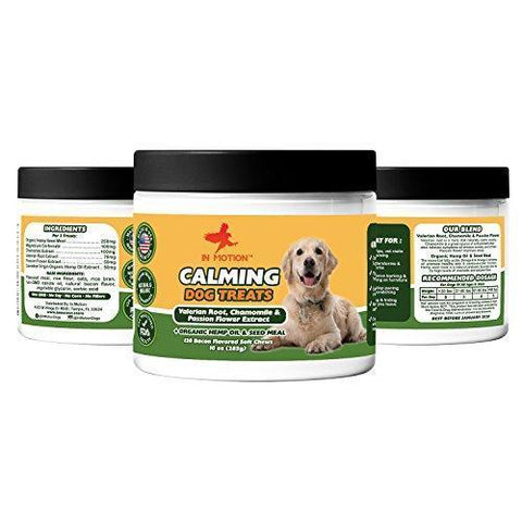 Anxiety Calming Treats for Dogs- Anti Anxiety & Stress Relief Treats for Small, Medium & Large Dogs - Organic Hemp Oil & Valerian Root for Barking, Storms & Travel - Bacon Flavor - 120 Count