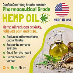 CeeBeeDoo Dog Treats with Hemp Oil for Pain Relief & Anxiety – Healthy & Tasty Hemp Treats for Dogs – Natural Pet Hemp Chews Dog Calming Treats for Small & Large Dogs, (Cheese Wraps)