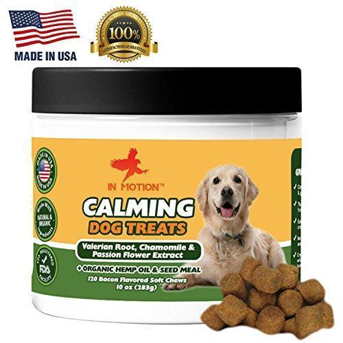 Anxiety Calming Treats for Dogs- Anti Anxiety & Stress Relief Treats for Small, Medium & Large Dogs - Organic Hemp Oil & Valerian Root for Barking, Storms & Travel - Bacon Flavor - 120 Count