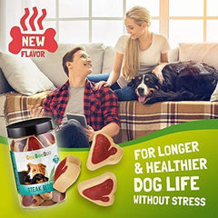 CeeBeeDoo Dog Treats with Hemp Oil for Pain Relief & Anxiety – Healthy & Tasty Hemp Treats for Dogs – Natural Pet Hemp Chews Dog Calming Treats for Small & Large Dogs, (Steak Bites)