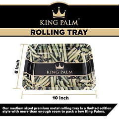 King Palm Bundle - Tobacco & Chemical Free Super Slow Burning 100% Real Leaf King Rolls (2) + Slim Rolls (3) + 10” X 8” Metal Rolling Tray + Smoke Clip (1) + Smoke Ring (1) + Snuffer (1)