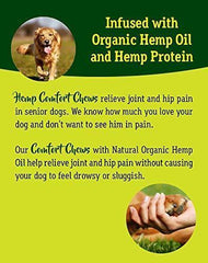 Dog Anxiety Relief with HEMP OIL-Calming Treats for Dogs for Separation Anxiety -Soft Chews for Storm Anxiety and Motion Sickness Relief with Omega 3 for Hip and Joint Pain -120 Count Calming Treats