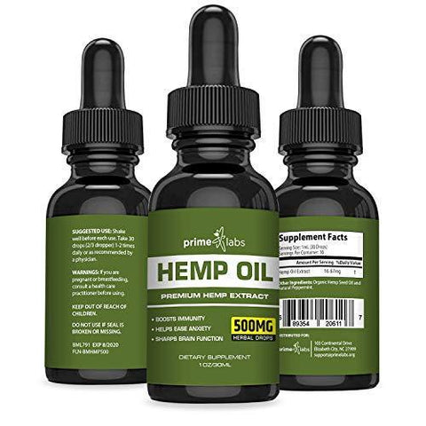 Hemp Oil Extract (500mg) :: Potent All-Natural Formula :: Pure Seed Extract :: Heart Healthy Omega 3 and 6 Acids :: Fresh Peppermint Flavor :: 30 Day Supply :: Prime Labs