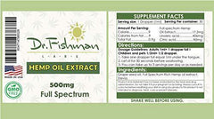 Full Spectrum Hemp Oil - By Dr. Fishman Labs - 500mg 99% Pure Hemp Extract - Pain - Stress - Anxiety Relief 30ml -(1oz) Natural flavor