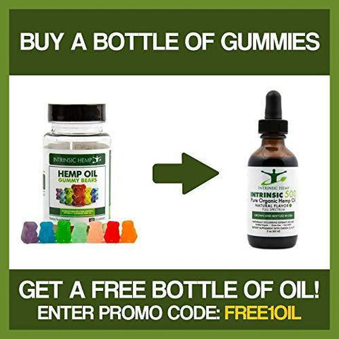 Hemp Gummy Bears, 20mg Per Gummy, Natural Calm, Sleep Aid, Stress Relief, Back Pain, Anxiety Relief, Inflammation, Nausea, Pure Naturally Occurring Hemp Oil Organic by Intrinsic Hemp (60)