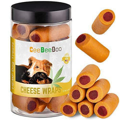 CeeBeeDoo Dog Treats with Hemp Oil for Pain Relief & Anxiety – Healthy & Tasty Hemp Treats for Dogs – Natural Pet Hemp Chews Dog Calming Treats for Small & Large Dogs, (Cheese Wraps)