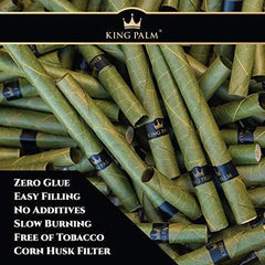 King Palm Bundle - Tobacco & Chemical Free Super Slow Burning 100% Real Leaf King Rolls (2) + Slim Rolls (3) + 10” X 8” Metal Rolling Tray + Smoke Clip (1) + Smoke Ring (1) + Snuffer (1)