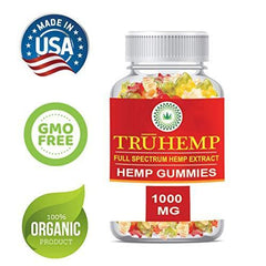 TRUHEMP Full Spectrum Hemp Extract Gummy Bear - Safe and Organic - Made in USA - 1000MG Total, 10MG Each - Great for Skin, Relaxing, Pain, Stress & Anxiety Relief
