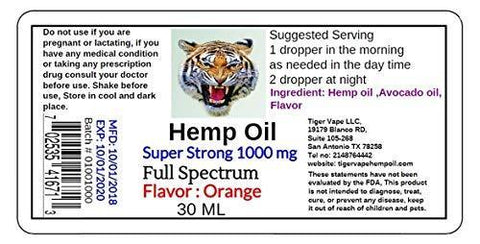 New Hemp Oil 1000 mg Super Strong (Orange)