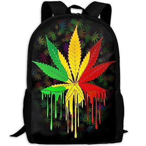 Green Yellow Red Leaf Weed Interest Print Custom Unique Casual Backpack School Bag Travel Daypack Gift
