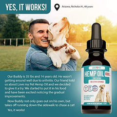 Hemp Oil for Dogs and Cats - 500 mg - Anxiety Relief for Dogs Cats - Hemp Dog - Pet Hemp Oil - 100% Organic Hemp Dog Treats Grown and Extracted in USA for all Pets