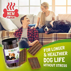CeeBeeDoo Dog Treats with Hemp Oil for Pain Relief & Anxiety – Healthy & Tasty Hemp Treats for Dogs – Natural Pet Hemp Chews Dog Calming Treats for Small & Large Dogs, (Turkey Jerky)