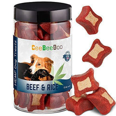 CeeBeeDoo Dog Treats with Hemp Oil for Pain Relief & Anxiety – Healthy & Tasty Hemp Treats for Dogs – Natural Pet Hemp Chews Dog Calming Treats for Small & Large Dogs, (Beef and Rice)