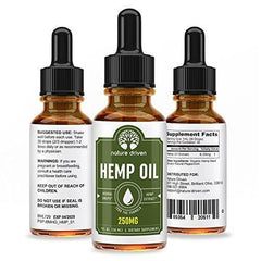 Hemp Oil Extract (250mg) - for Pain Relief and Anti-Anxiety Support - All-Natural Ingredients - Promotes Relaxation & General Good Health - 1 FL OZ per Bottle