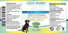 LOGIC REMEDY (1000mg) Organic Hemp Extract & Essential Oil Blend & Omega-3,6,9 Fatty Acids for Dogs & Cats/ Vegan/Peaceful Buddy Fights Stress, Separation Anxiety & Improves Hip Joint Health