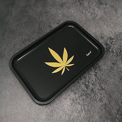 Full Size Rolling Tray Bundle – 12” x 8" Tray + 110mm Rolling Machine + King Size Raw Rolling Papers – Lionhead (Black)