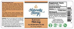 Naturally Hemp Oil 750mg Bottle - Certified Organic - Relief for Stress, Inflammation, Pain, Sleep, Anxiety, Depression, Nausea - Rich in Vitamin E, Vitamin B, Omega 3,6,9 and More!