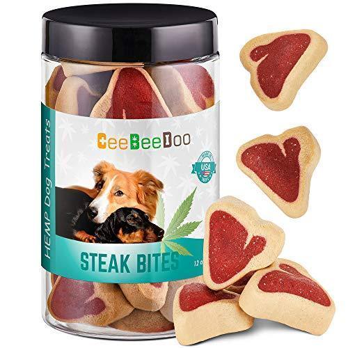 CeeBeeDoo Dog Treats with Hemp Oil for Pain Relief & Anxiety – Healthy & Tasty Hemp Treats for Dogs – Natural Pet Hemp Chews Dog Calming Treats for Small & Large Dogs, (Steak Bites)