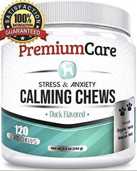 PremiumCare Calming Treats for Dogs | Hemp Oil Infused Soft Chews for Dog Anxiety Relief | Aids Stress, Anxiety, Storms, Barking, Separation and More | 120 Count Dog Calming Treats