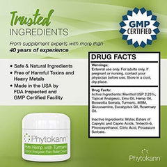 Pure Hemp with Turmeric Topical Pain Relief Cream for Arthritis, Joint Pain, Inflammation, Back, Knee, Neck, Feet, Muscle Soreness, and Fibromyalgia and Carpel Tunnel Relief
