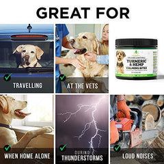 Tranquilo Pets Turmeric & Hemp Calming Treats for Dogs – Anxiety Support and Stress Relief - Bonus eBook - 100% Organic and Natural - Soft Chewy Roast Chicken Flavor – 100 Count