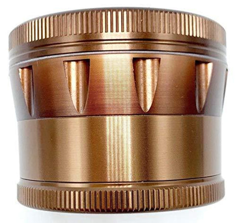 Topoo 4 Piece 2.4 Inch Tobacco Spice Herb Grinder with Pollen Catcher and Scraper - Zinc Aluminum Metals with Magnetic Lid (Anodized Brown Color)