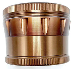 Topoo 4 Piece 2.4 Inch Tobacco Spice Herb Grinder with Pollen Catcher and Scraper - Zinc Aluminum Metals with Magnetic Lid (Anodized Brown Color)