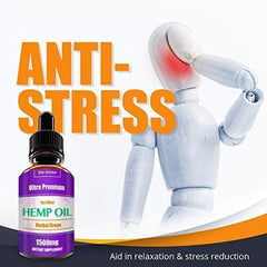 Hemp Oil Drops 1500mg, 100% Pure Natural Ingredients Full Spectrum Co2 Extracted, Anti-inflammatory, Help Reduce Stress, Anxiety and Pain, Vegan Vegetarian Friendly