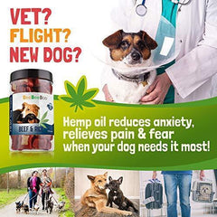 CeeBeeDoo Dog Treats with Hemp Oil for Pain Relief & Anxiety – Healthy & Tasty Hemp Treats for Dogs – Natural Pet Hemp Chews Dog Calming Treats for Small & Large Dogs, (Beef and Rice)